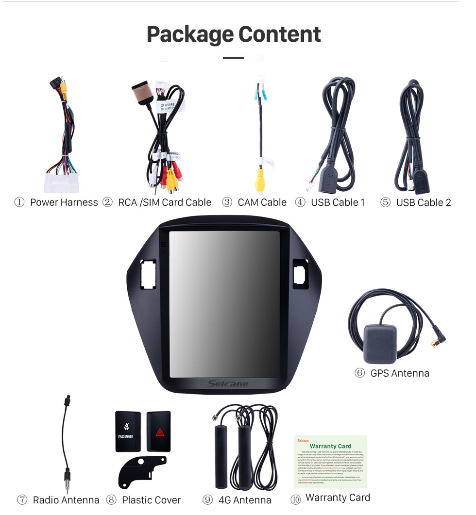 Seicane 2010 2011 2012 2013 2014 2015 Hyundai IX35 HD Pantalla táctil HD 9.7 pulgadas Android 9.1 Estéreo para automóvil Navegación GPS Radio Bluetooth teléfono Música Wifi compatible DVR OBD2 Cámara de visión trasera SWC DVD 4G Seicane 2010 2011 2012 2013 2014 2015 Hyundai IX35 HD Pantalla táctil HD 9.7 pulgadas Android 9.1 Estéreo para automóvil Navegación GPS Radio Bluetooth teléfono Música Wifi compatible DVR OBD2 Cámara de visión trasera SWC DVD 4G