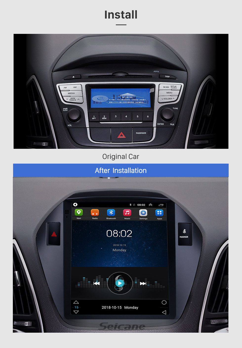 Seicane 2010 2011 2012 2013 2014 2015 Hyundai IX35 HD Pantalla táctil HD 9.7 pulgadas Android 9.1 Estéreo para automóvil Navegación GPS Radio Bluetooth teléfono Música Wifi compatible DVR OBD2 Cámara de visión trasera SWC DVD 4G Seicane 2010 2011 2012 2013 2014 2015 Hyundai IX35 HD Pantalla táctil HD 9.7 pulgadas Android 9.1 Estéreo para automóvil Navegación GPS Radio Bluetooth teléfono Música Wifi compatible DVR OBD2 Cámara de visión trasera SWC DVD 4G