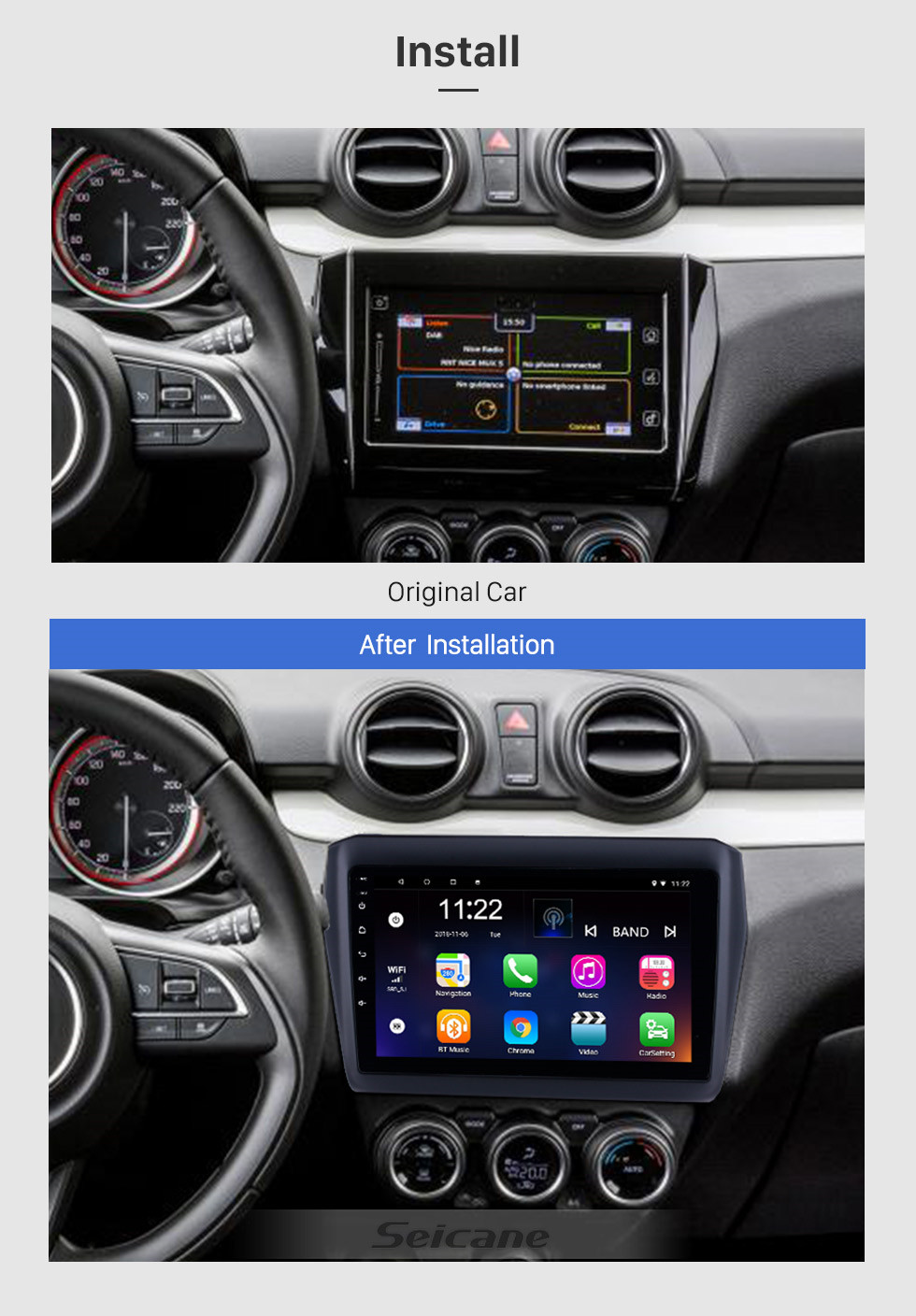 Seicane OEM 9 inch Android 8.1 HD Touchscreen Bluetooth Radio for 2017 Suzuki Swift with GPS Navigation USB FM auto stereo Wifi AUX support DVR TPMS Backup Camera OBD2 SWC Seicane OEM 9 inch Android 8.1 HD Touchscreen Bluetooth Radio for 2017 Suzuki Swift with GPS Navigation USB FM auto stereo Wifi AUX support DVR TPMS Backup Camera OBD2 SWC