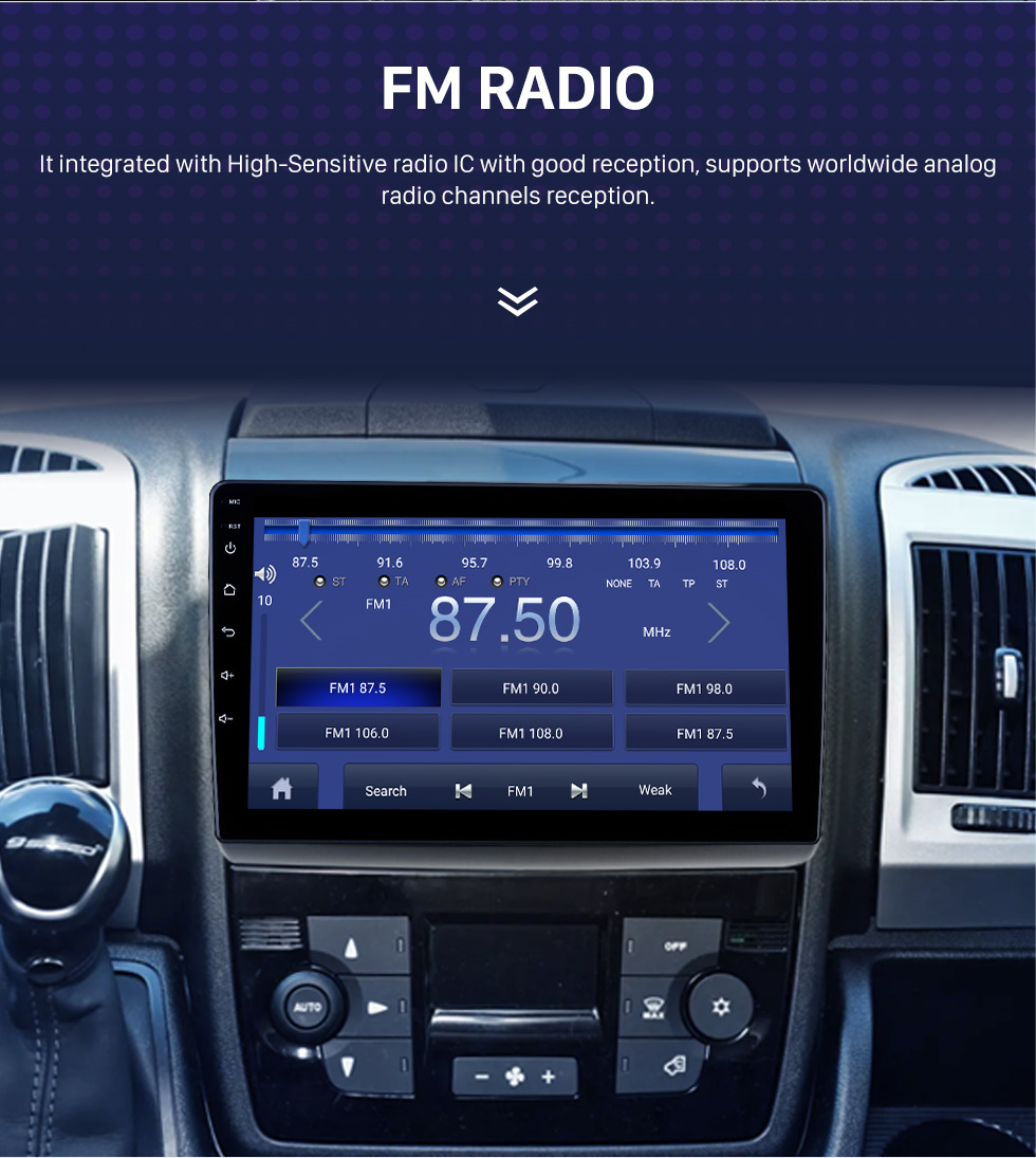 Seicane Android 12.0 HD Écran tactile Carplay pour 2011 2012 2013+ Unité principale FIAT DUCATO Bluetooth GPS Navigation Radio Support Mirror Link 4G WiFi
