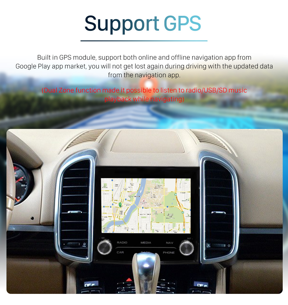 Seicane 7-дюймовый сенсорный экран высокой четкости для 2011-2017 гг. Porsche Cayenne Радио Android 10.0 Система GPS-навигации с Bluetooth Поддержка USB Цифровое телевидение Carplay