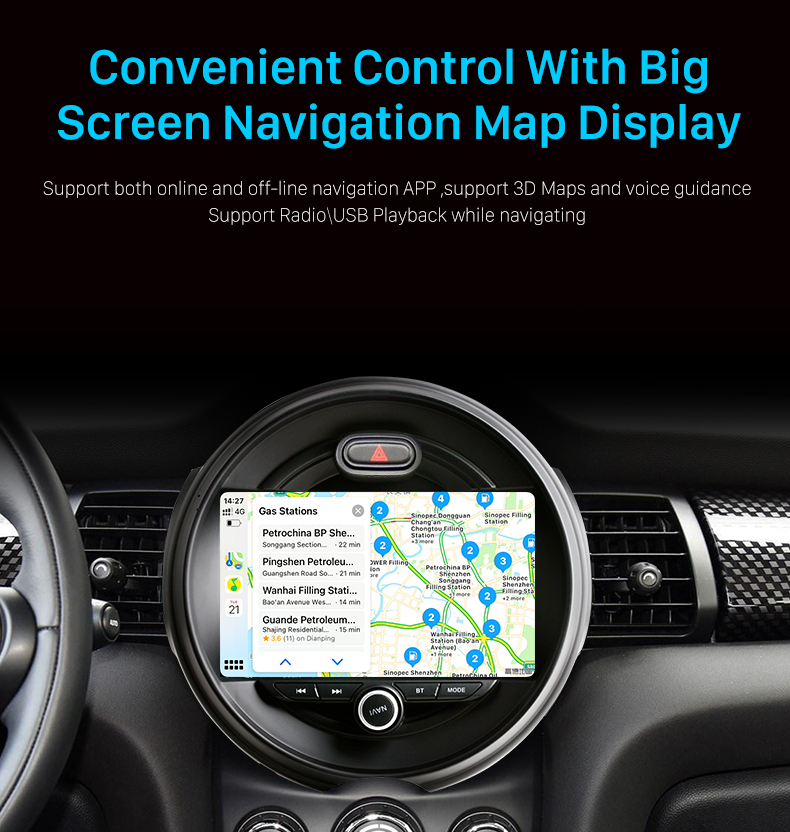 Seicane 9,7 Zoll Android 10.0 für 2014-2019 Mini Cooper S Stereo-GPS-Navigationssystem mit Bluetooth-Carplay-Unterstützung Rückfahrkamera