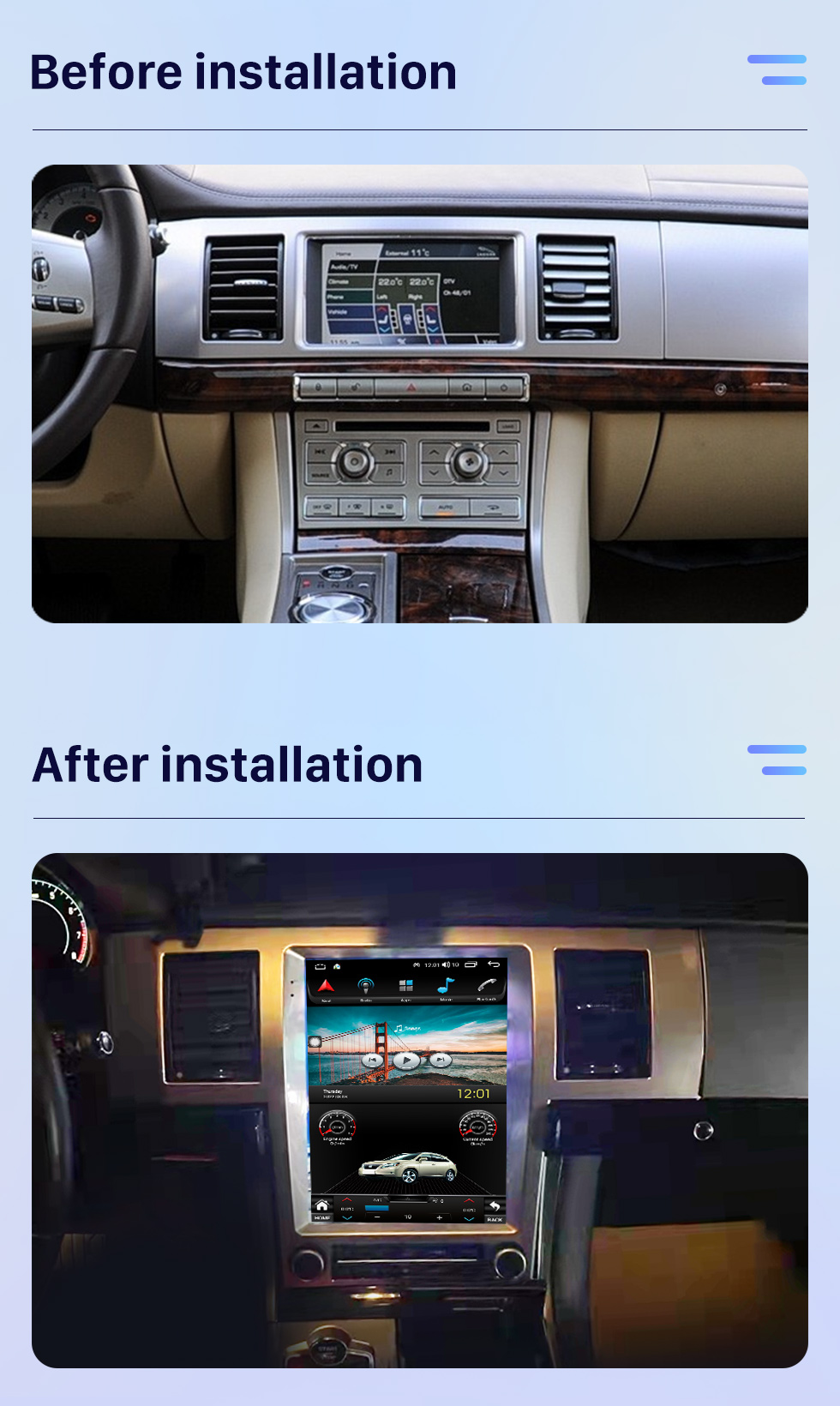 Seicane 9,7&amp;quot; Touchscreen Android 10.0 Stereo für 2008 2009-2015 Jaguar XF mit integriertem Carplay DSP UKW/MW-Radio Bluetooth-Unterstützung Lenkradsteuerung 360°-Kamera