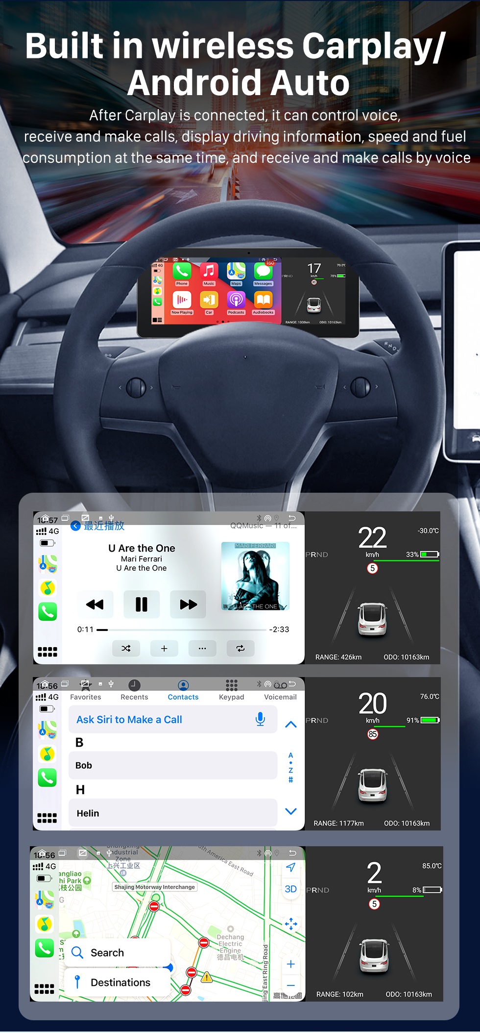 Seicane 9 Zoll Android 11.0 für 2010 FORD FUSION Stereo-GPS-Navigationssystem mit Bluetooth OBD2 DVR