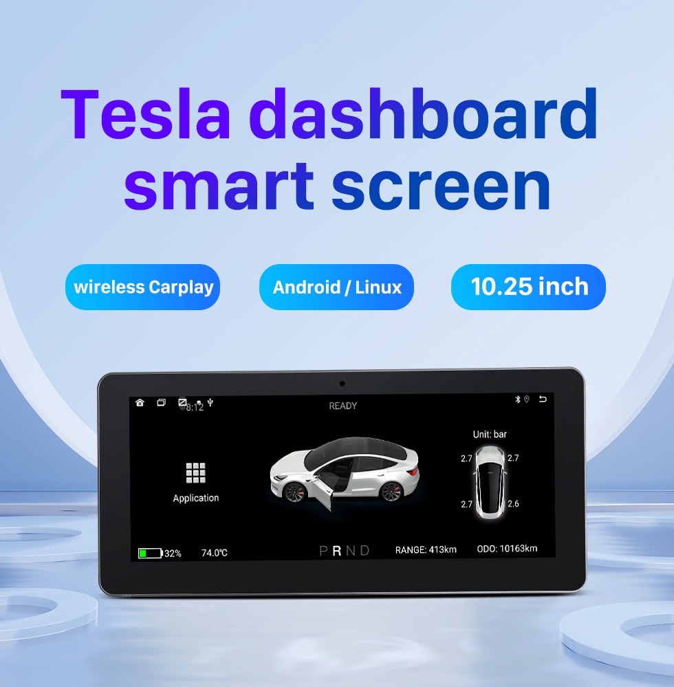 Seicane Quality HD Touch Screen Car Dashboard Instrument Cluster for 2019 2020 2021 2022 Tesla Model 3 Model Y Car Multimedia Player Support Carplay Android Auto Nav System Front Camera