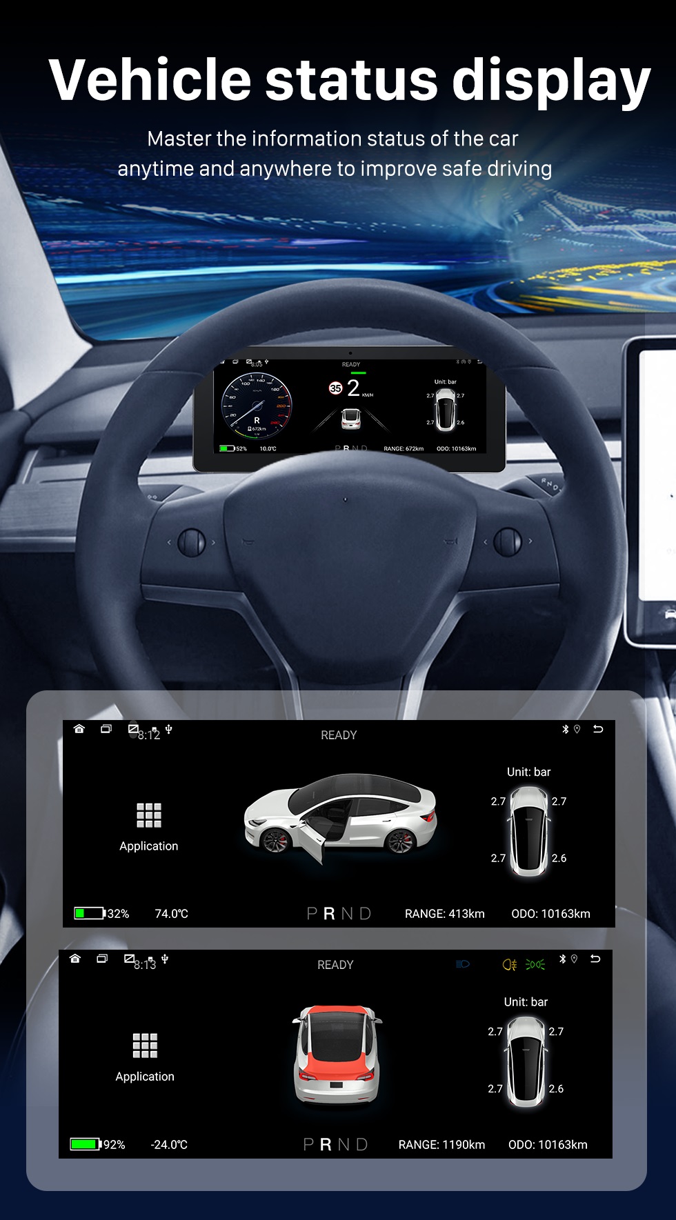 For 2019 2020 2021 2022 Tesla Model 3 Model Y Android Car Radio Touch  Screen Car Dashboard with Carplay Android Auto GPS Navigation System