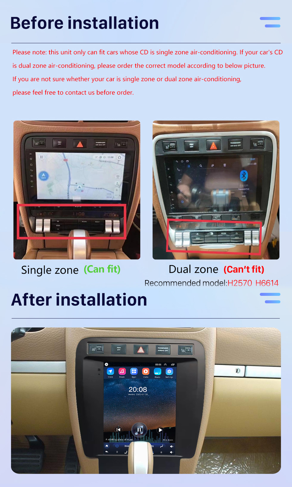 Seicane Stéréo de voiture à écran tactile Tesla 9.7 &amp;quot;pour 2003-2010 Porsche Cayenne Radio Android Auto Carplay Upgrade avec système de navigation