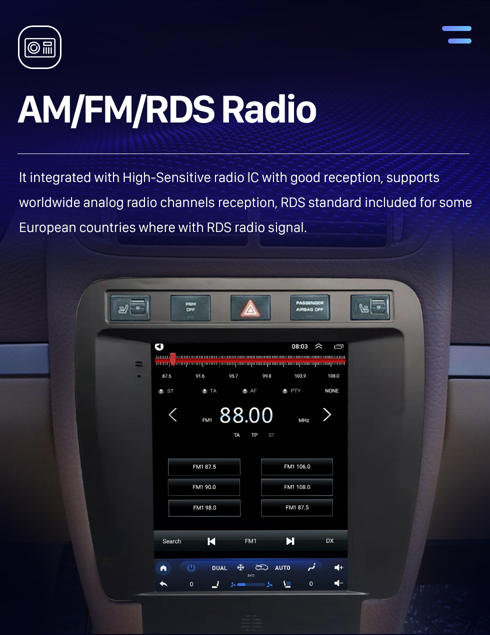 Seicane Stéréo de voiture à écran tactile Tesla 9.7 &amp;quot;pour 2003-2010 Porsche Cayenne Radio Android Auto Carplay Upgrade avec système de navigation