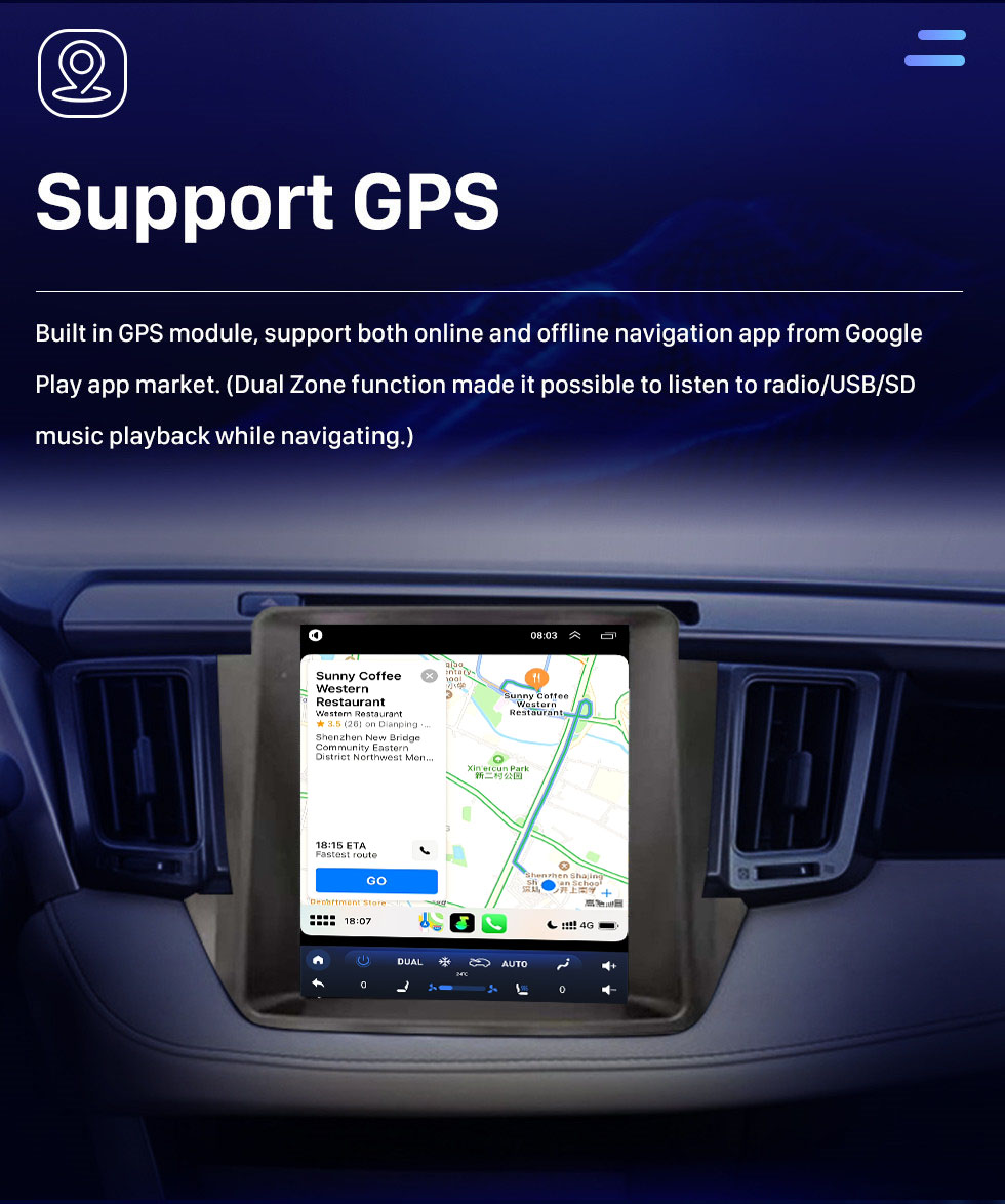 Seicane Android 10.0 9.7 polegadas para 2013-2018 TOYOTA RAV4 Rádio com HD Touchscreen GPS Sistema de Navegação Suporte Bluetooth Carplay TPMS
