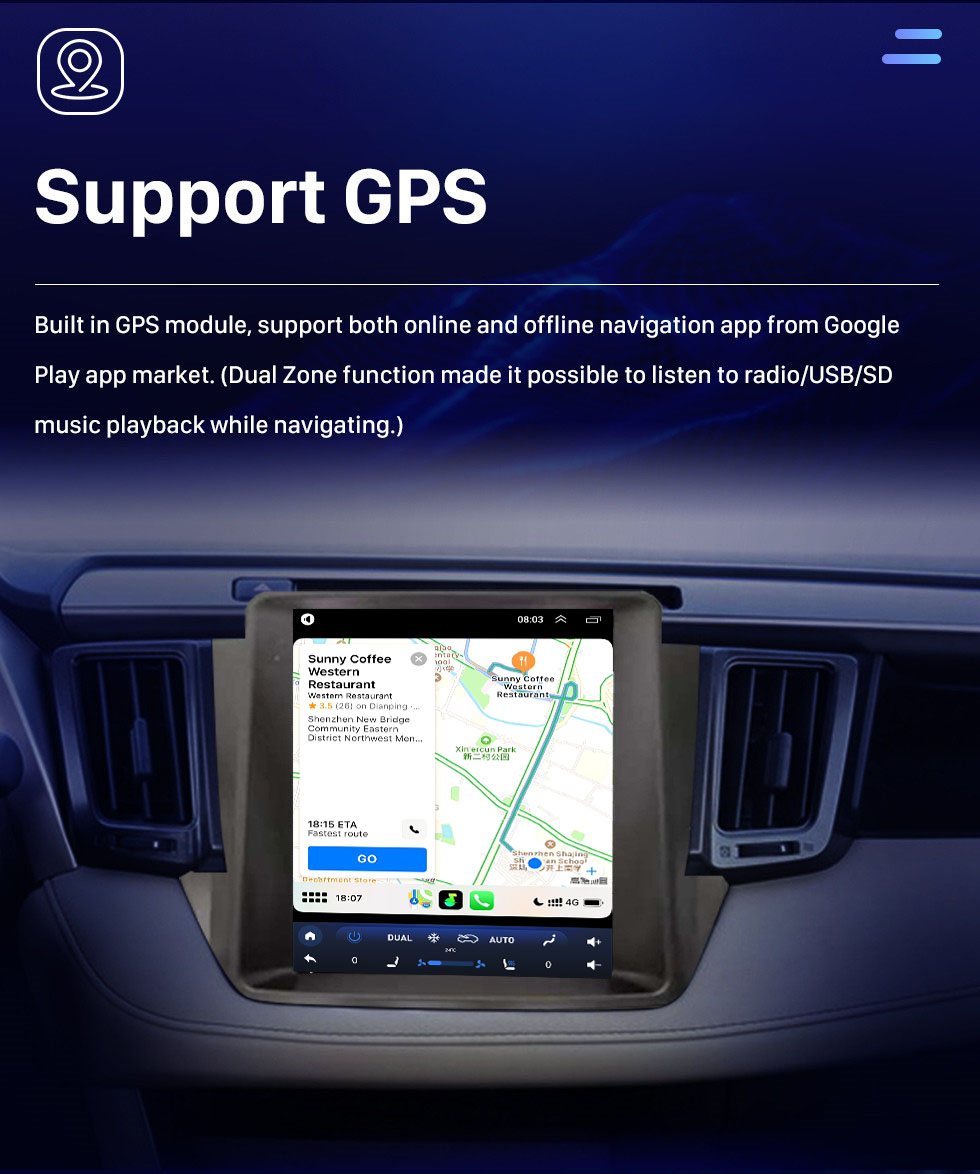 Seicane Android 10.0 9,7 дюйма для TOYOTA RAV4 2013-2018 гг. Радио с сенсорным экраном HD Система GPS-навигации Поддержка Bluetooth Carplay TPMS Seicane Android 10.0 9,7 дюйма для TOYOTA RAV4 2013-2018 гг. Радио с сенсорным экраном HD Система GPS-навигации Поддержка Bluetooth Carplay TPMS