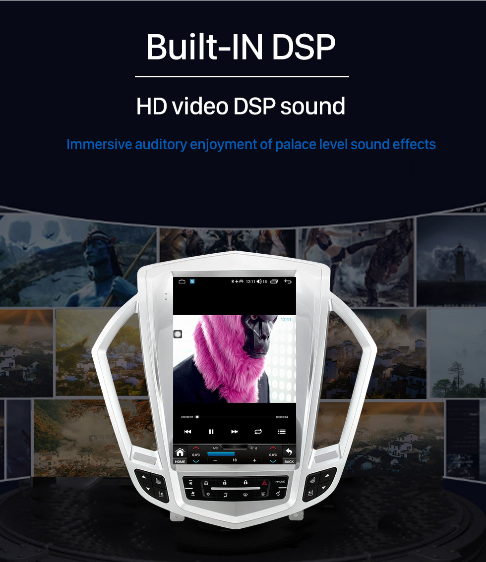 Seicane 12,1 Zoll beliebte Aftermarket-Radio-Head-Unit für 2009 2010 2011 2012 Cadillac SRX Android Touchscreen mit integriertem DSP Bluetooth Carplay GPS-Navigation