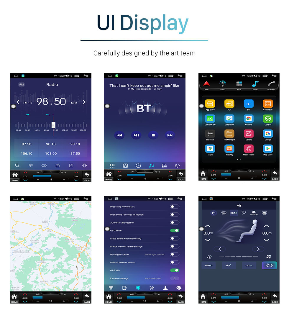 Seicane Unité principale de radio de rechange populaire de 12,1 pouces pour 2009 2010 2011 2012 Écran tactile Android Cadillac SRX avec navigation GPS Carplay Bluetooth DSP intégrée