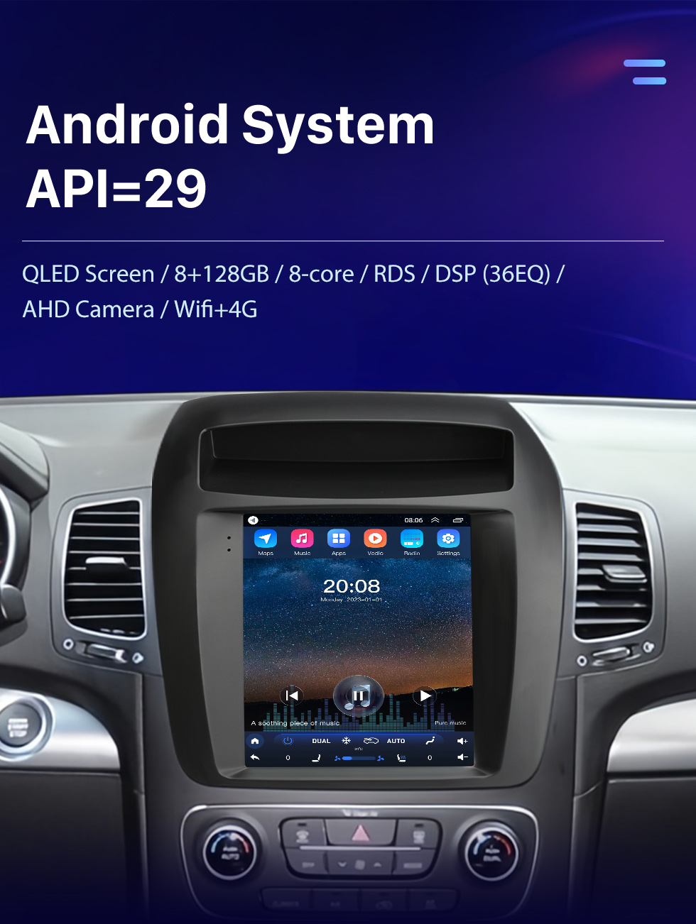 Seicane Лучшее Android-радио для 2013 2014 Kia Sorento Высококачественная стереосистема с GPS-навигацией Поддержка Bluetooth Carplay Резервная камера TPMS Внешний OBDⅡ