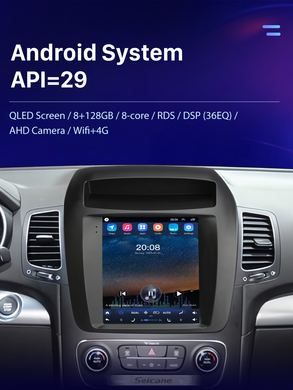 Seicane Best Android Radio for 2013 2014 Kia Sorento High-End Stereo System with GPS Navigation Bluetooth Carplay support Backup Camera TPMS External OBDⅡ