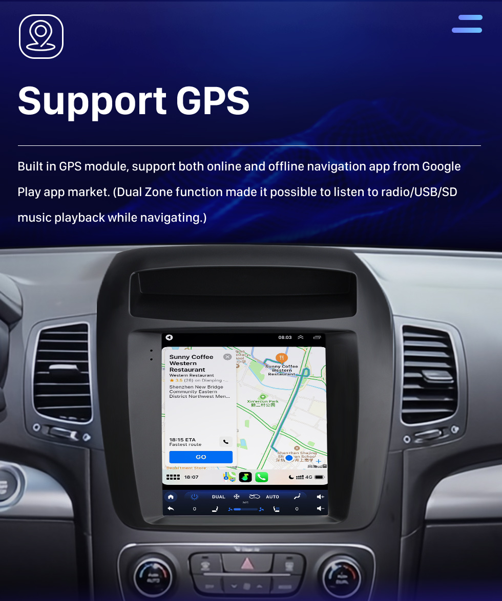 Seicane La mejor radio Android para 2013 2014 Kia Sorento Sistema estéreo de gama alta con navegación GPS Bluetooth Carplay compatible con cámara de respaldo TPMS OBDⅡ externo
