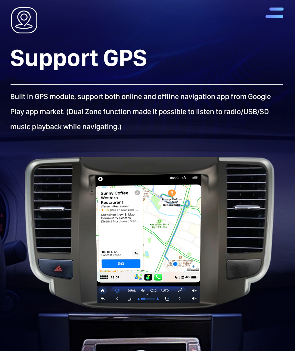 Seicane Sistema de navegação GPS Android 10.0 9,7 polegadas para 2008-2013 NISSAN teana Rádio Touchscreen Multimídia com Carplay Bluetooth suporte Câmera de visão traseira WIFI OBD2