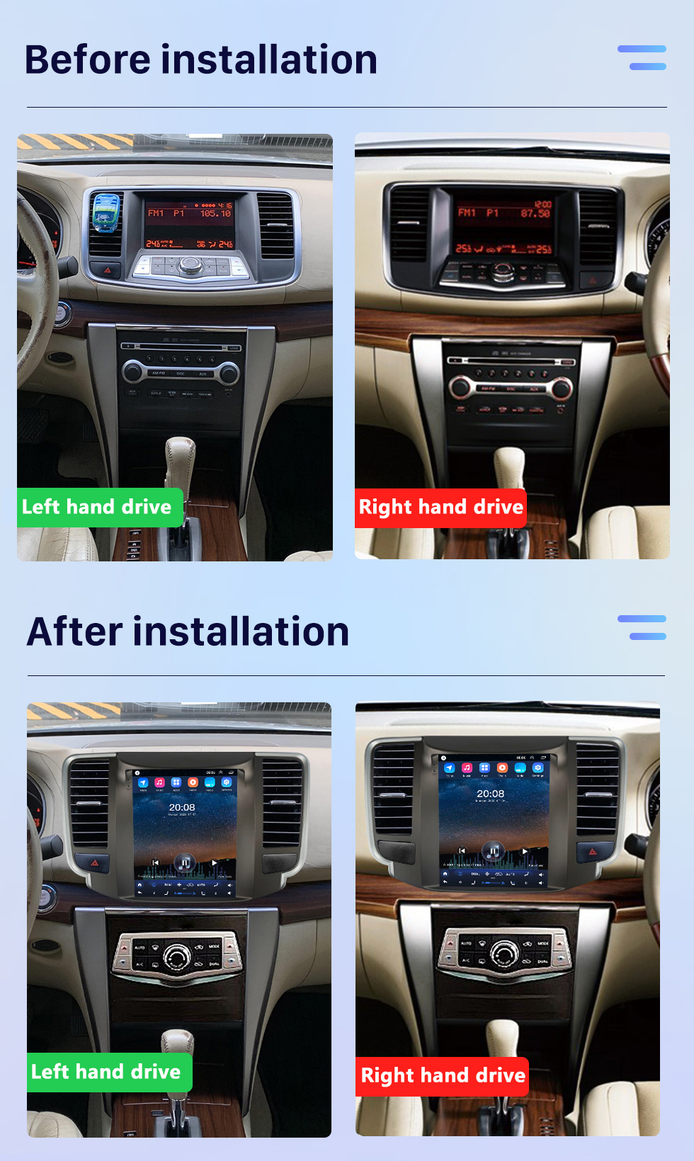 Seicane Android 10.0 GPS-Navigationssystem 9,7 Zoll für 2008-2013 NISSAN Teana Radio Touchscreen Multimedia mit Carplay Bluetooth-Unterstützung Rückfahrkamera WIFI OBD2