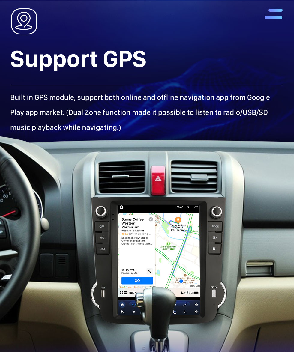 Seicane OEM Android 10.0 für 2007-2012 Honda CRV Radio Stereo Audio mit 9,7 Zoll HD Touchscreen GPS Navigationssystem Carplay Unterstützung AHD Rückfahrkamera Lenkradsteuerung