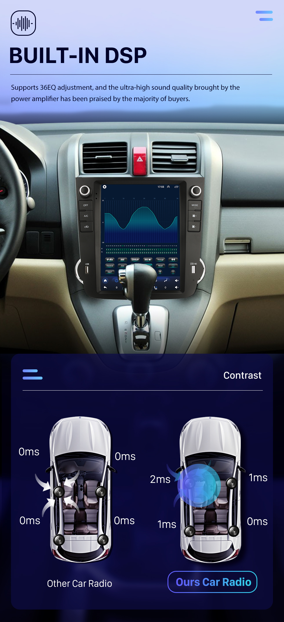 Seicane OEM Android 10.0 pour 2007-2012 Honda CRV Radio Stéréo Audio avec écran tactile HD 9,7 pouces Système de navigation GPS Prise en charge Carplay Caméra de recul AHD Commande au volant