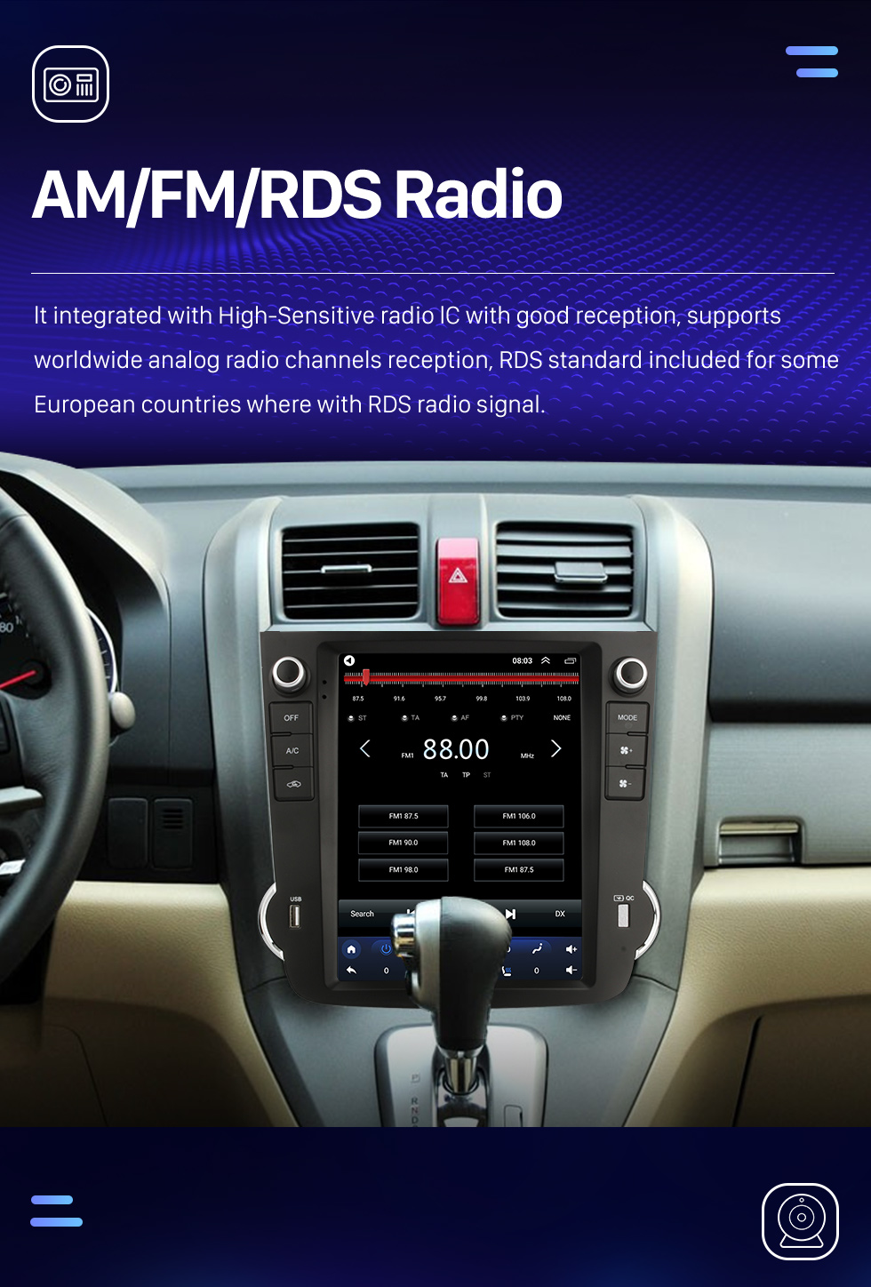 Seicane OEM Android 10.0 para 2007-2012 Honda CRV Rádio Áudio Estéreo com tela sensível ao toque HD de 9,7 polegadas Sistema de Navegação GPS Suporte Carplay AHD Câmera Retrovisor Controle de Volante