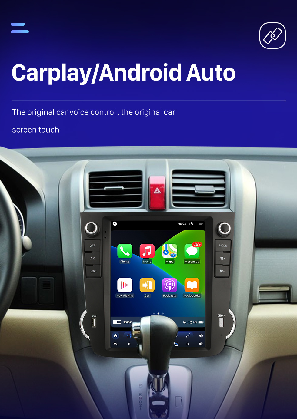 Seicane OEM Android 10.0 для 2007-2012 Honda CRV Radio Stereo Audio с 9,7-дюймовым сенсорным HD-экраном Система GPS-навигации Поддержка Carplay AHD-камера заднего вида Управление на рулевом колесе