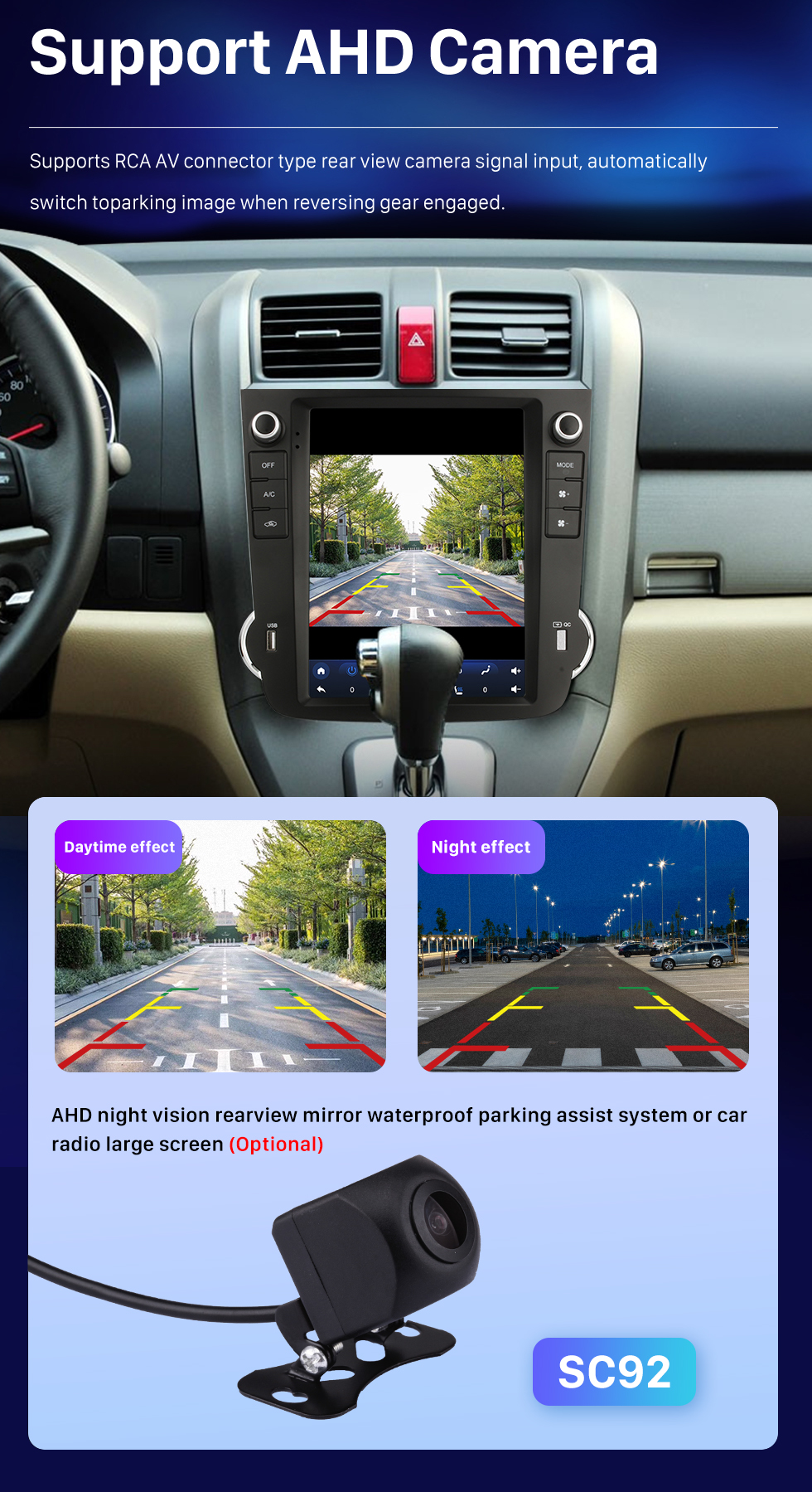 Seicane OEM Android 10.0 pour 2007-2012 Honda CRV Radio Stéréo Audio avec écran tactile HD 9,7 pouces Système de navigation GPS Prise en charge Carplay Caméra de recul AHD Commande au volant