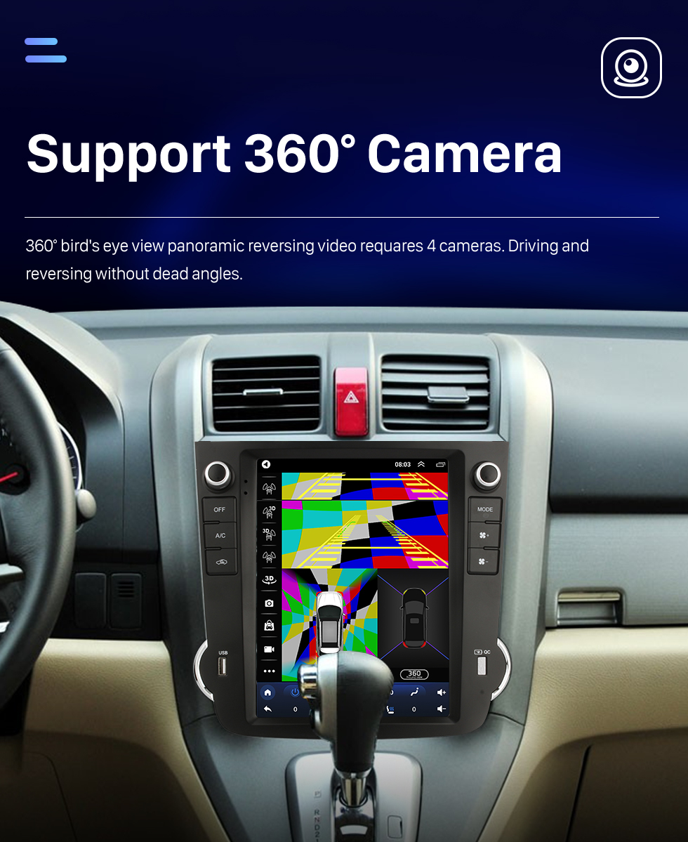Seicane OEM Android 10.0 para 2007-2012 Honda CRV Rádio Áudio Estéreo com tela sensível ao toque HD de 9,7 polegadas Sistema de Navegação GPS Suporte Carplay AHD Câmera Retrovisor Controle de Volante
