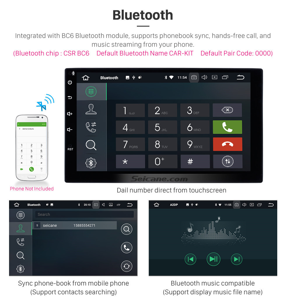 Seicane 7 pulgadas Android 8.1 HD Pantalla táctil Radio GPS de navegación universal con Bluetooth WIFI compatible con video 1080P Control del volante Seicane 7 pulgadas Android 8.1 HD Pantalla táctil Radio GPS de navegación universal con Bluetooth WIFI compatible con video 1080P Control del volante