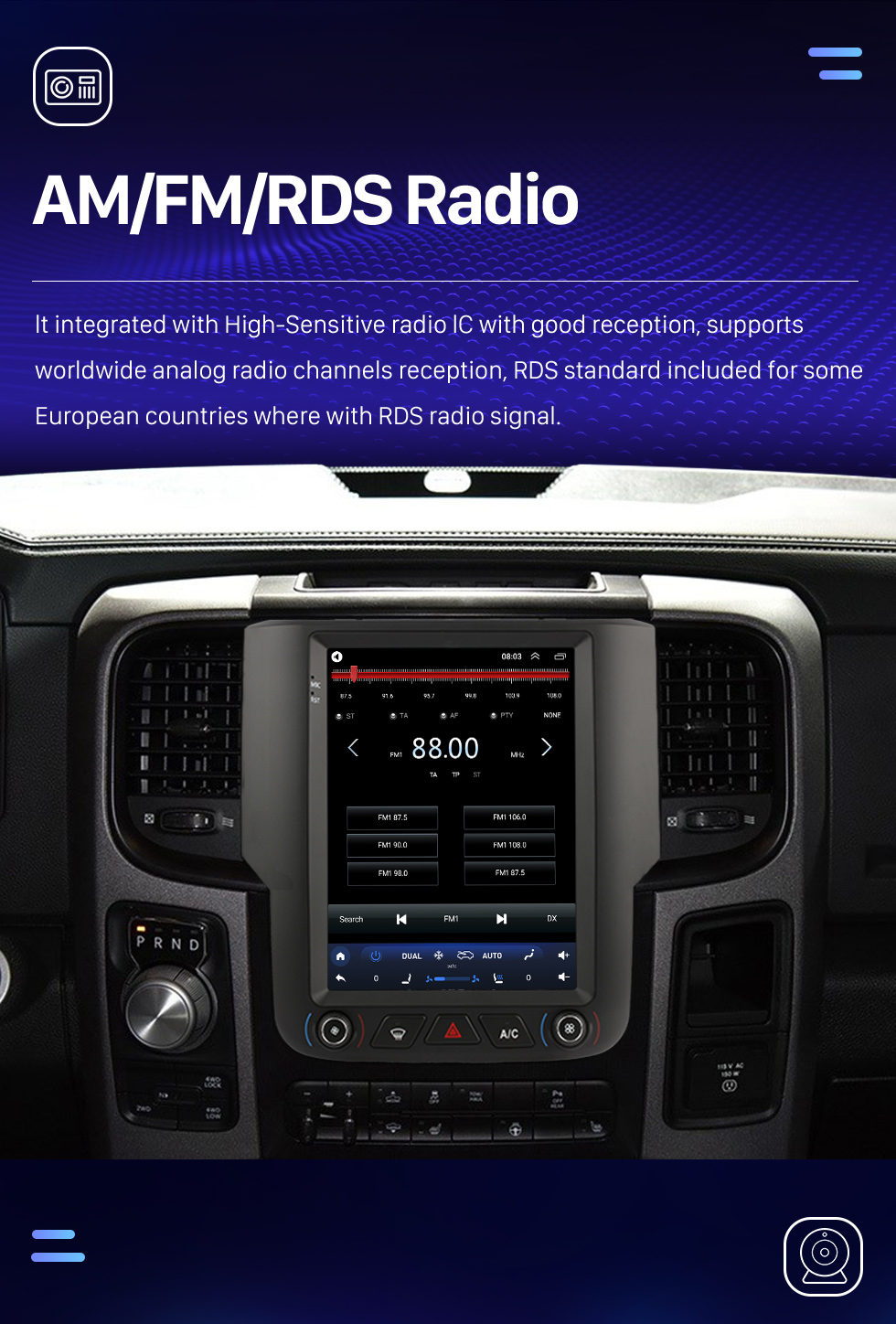 Seicane Pantalla táctil de 9,7 pulgadas Estéreo Android 10.0 para Dodge Ram 2013-2018 Radio del mercado de accesorios con Carplay incorporado Bluetooth Soporte GPS Control del volante