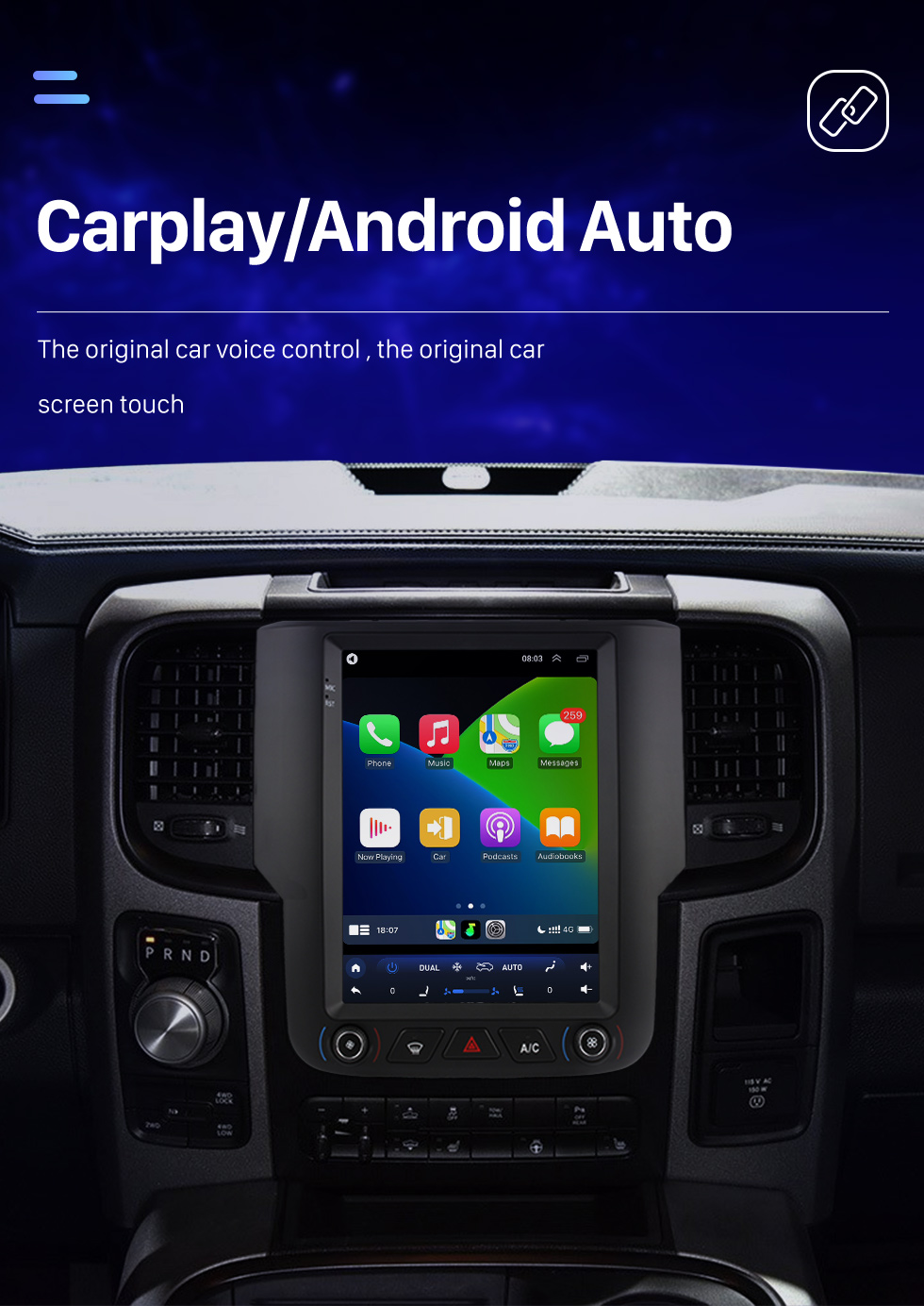 Seicane Écran tactile 9,7 pouces Android 10.0 stéréo pour 2013-2018 Dodge Ram Aftermarket Radio avec Carplay Bluetooth GPS intégré, commande au volant