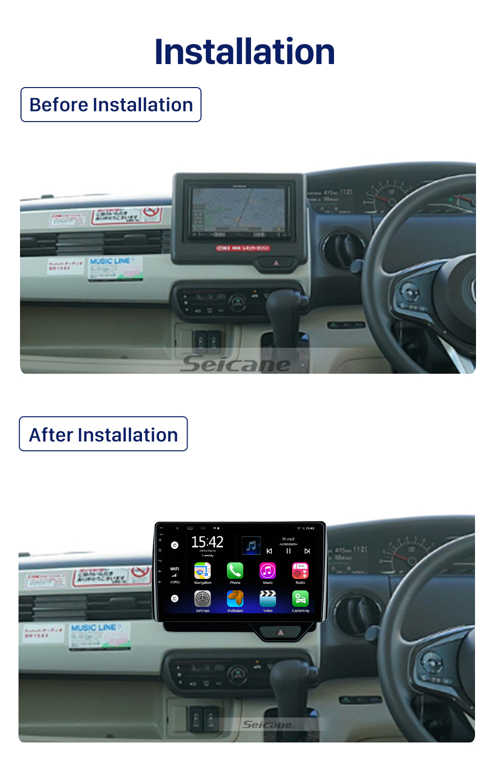 Seicane 10,1 Zoll Android 10.0 für 2010+ RENAULT DUSTER 2013+ LOGAN CAPTUR SYMBOL 2012+ SANDERO Stereo-GPS-Navigationssystem mit Bluetooth-Touchscreen-Unterstützung Rückfahrkamera