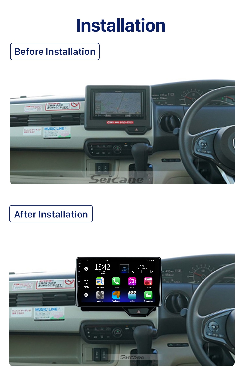 Seicane 10.1 pulgadas Android 10.0 para 2010+ RENAULT DUSTER 2013+ LOGAN CAPTUR SYMBOL 2012+ SANDERO Sistema de navegación GPS estéreo con soporte de pantalla táctil Bluetooth Cámara de visión trasera