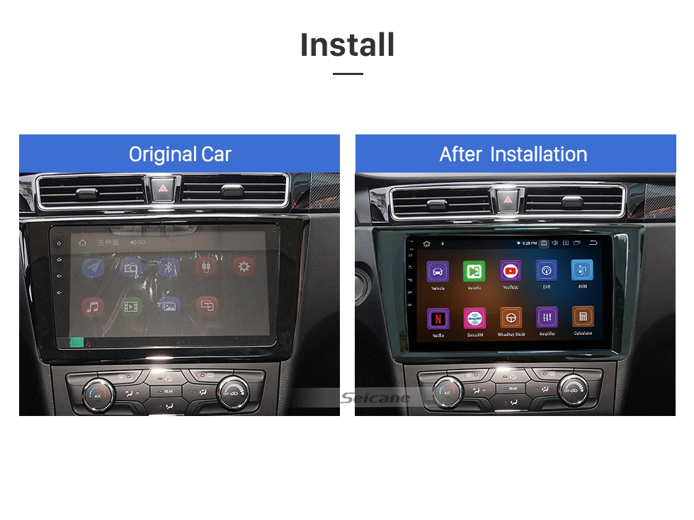 Seicane 9 &amp;quot;Android 11.0 HD Radio Aftermarket à écran tactile pour 2017 BISU T5 avec prise en charge Carplay GPS Bluetooth Commande au volant de la caméra AHD