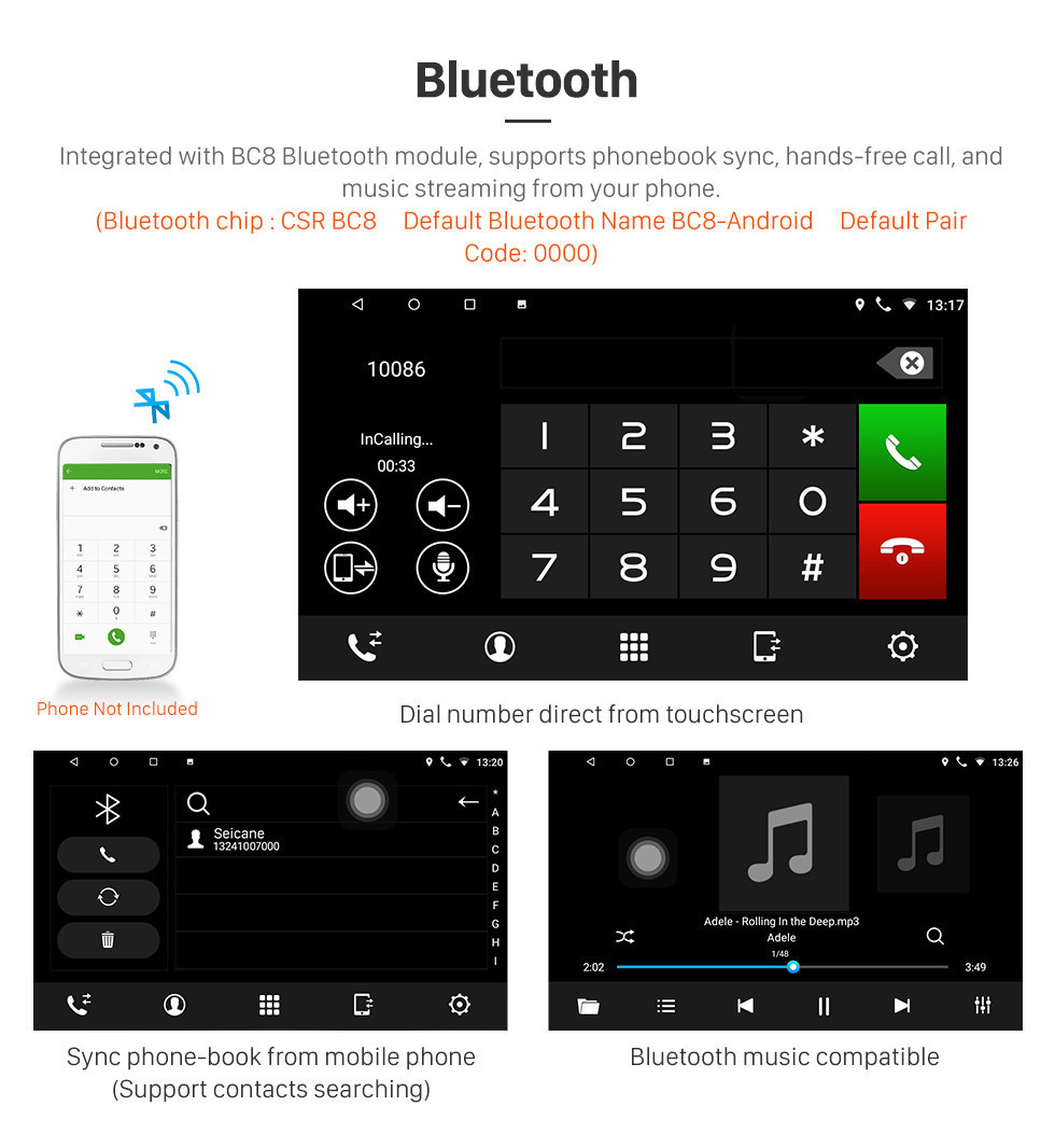 Seicane 7 pouces Aftermarket Android 10.0 Système de navigation GPS à écran tactile pour 2005-2015 SUZUKI GRAND VITARA Support Radio Bluetooth TPMS DVR OBD II Caméra arrière AUX Appui-tête Contrôle du moniteur USB HD 1080P Vidéo 3G WiFi