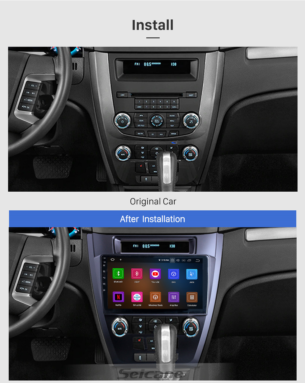 Seicane Radio Android 12.0 de 10.1 pulgadas para Ford Mondeo / Fusion 2009-2012 Pantalla táctil Bluetooth Navegación GPS Carplay Soporte USB TPMS Control del volante