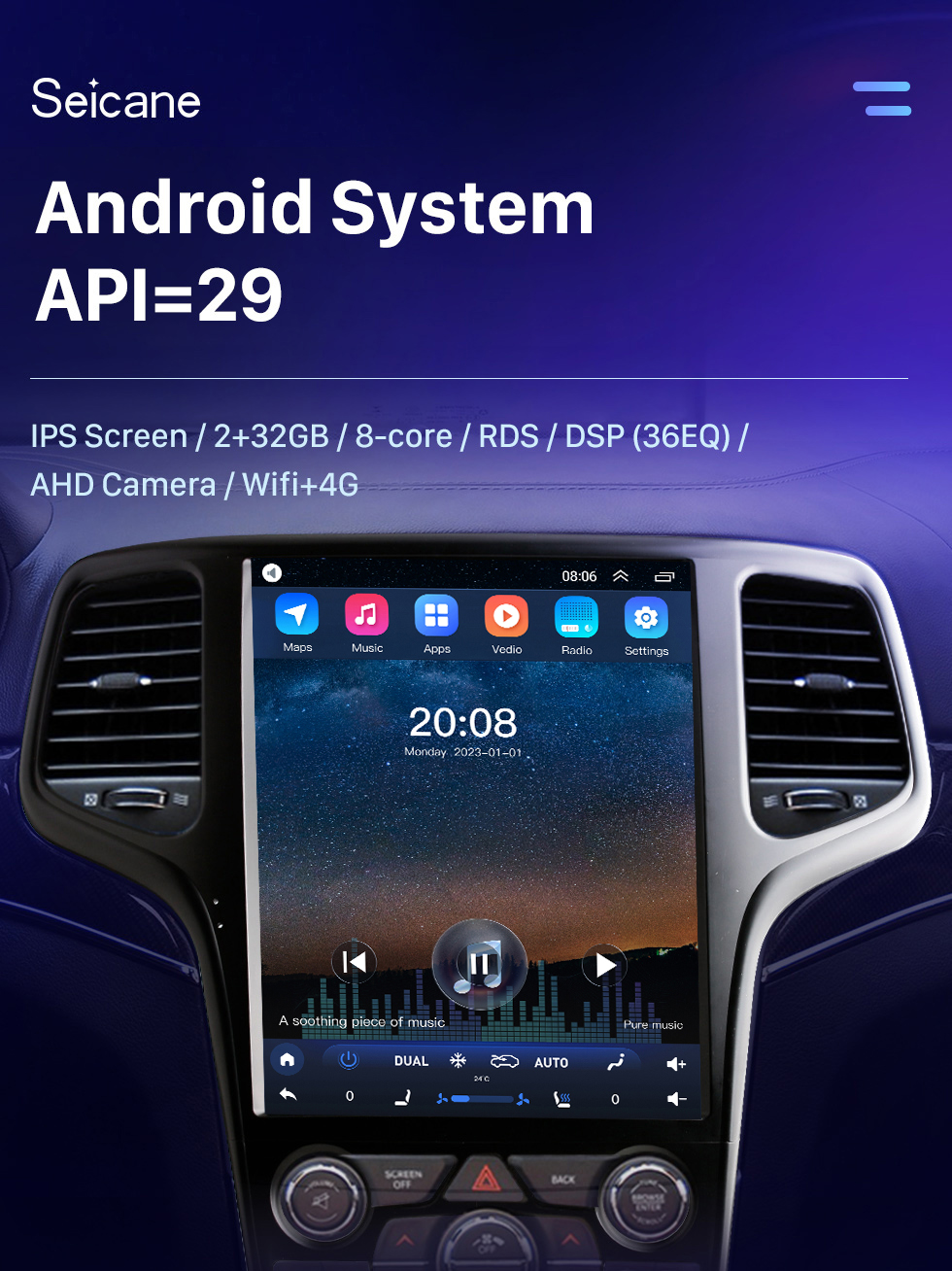 Seicane OEM 12,1-дюймовый Android 10.0 для 2014 2015 Jeep Grand Cherokee SR...