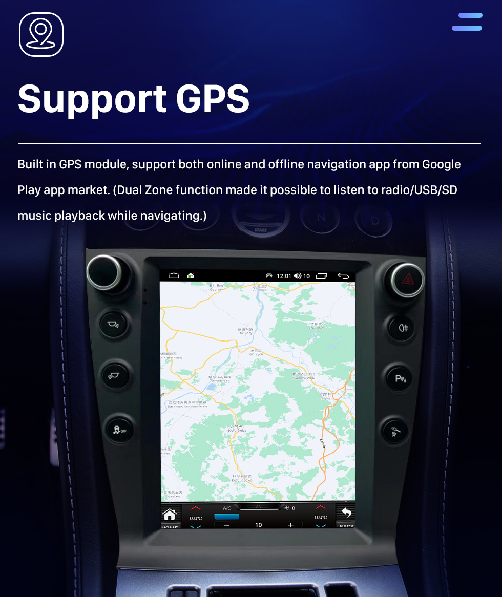 Seicane OEM 9,7 polegadas Android 10.0 para 2005-2015 AstonMartin Radio GPS Navigation System Com HD Touchscreen Bluetooth Carplay suporte OBD2 DVR TPMS
