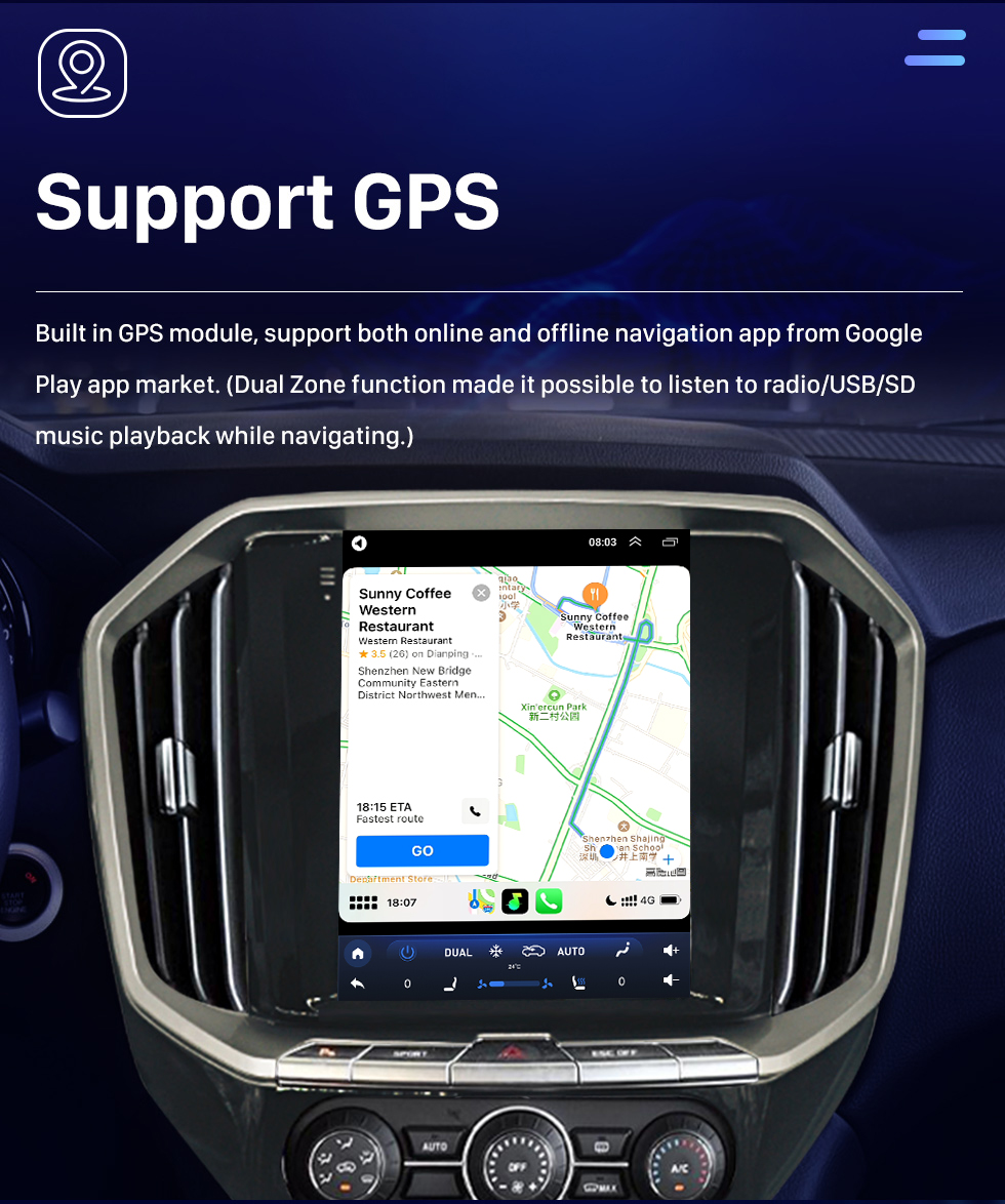 Seicane Rádio de navegação GPS Android 10.0 de 9,7 polegadas para 2016 JMC YUSHENG S350 YUHU com HD Touchscreen Bluetooth AUX suporte Carplay OBD2