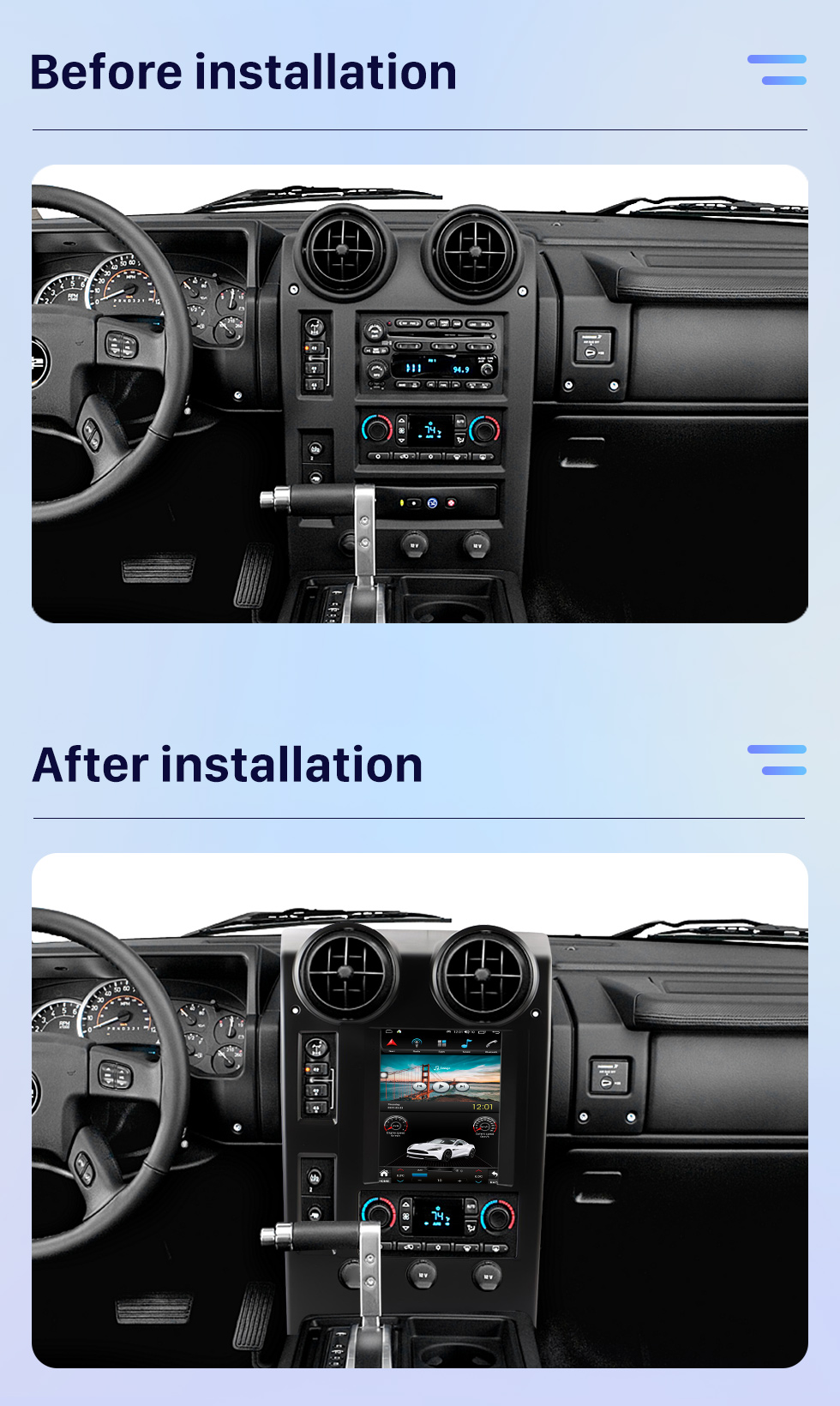 Seicane OEM 9.7 inch Android 10.0 for 2004-2007 Hummer H2 Radio GPS Navigation System With HD Touchscreen Bluetooth Carplay support OBD2 DVR TPMS Seicane OEM 9.7 inch Android 10.0 for 2004-2007 Hummer H2 Radio GPS Navigation System With HD Touchscreen Bluetooth Carplay support OBD2 DVR TPMS