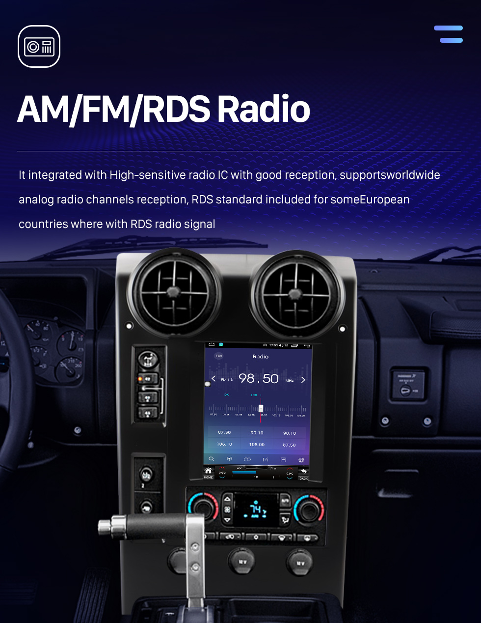 Seicane OEM 9,7-дюймовый Android 10.0 для 2004-2007 Hummer H2 Radio GPS-навигационная система с сенсорным экраном HD Bluetooth Поддержка Carplay OBD2 DVR TPMS