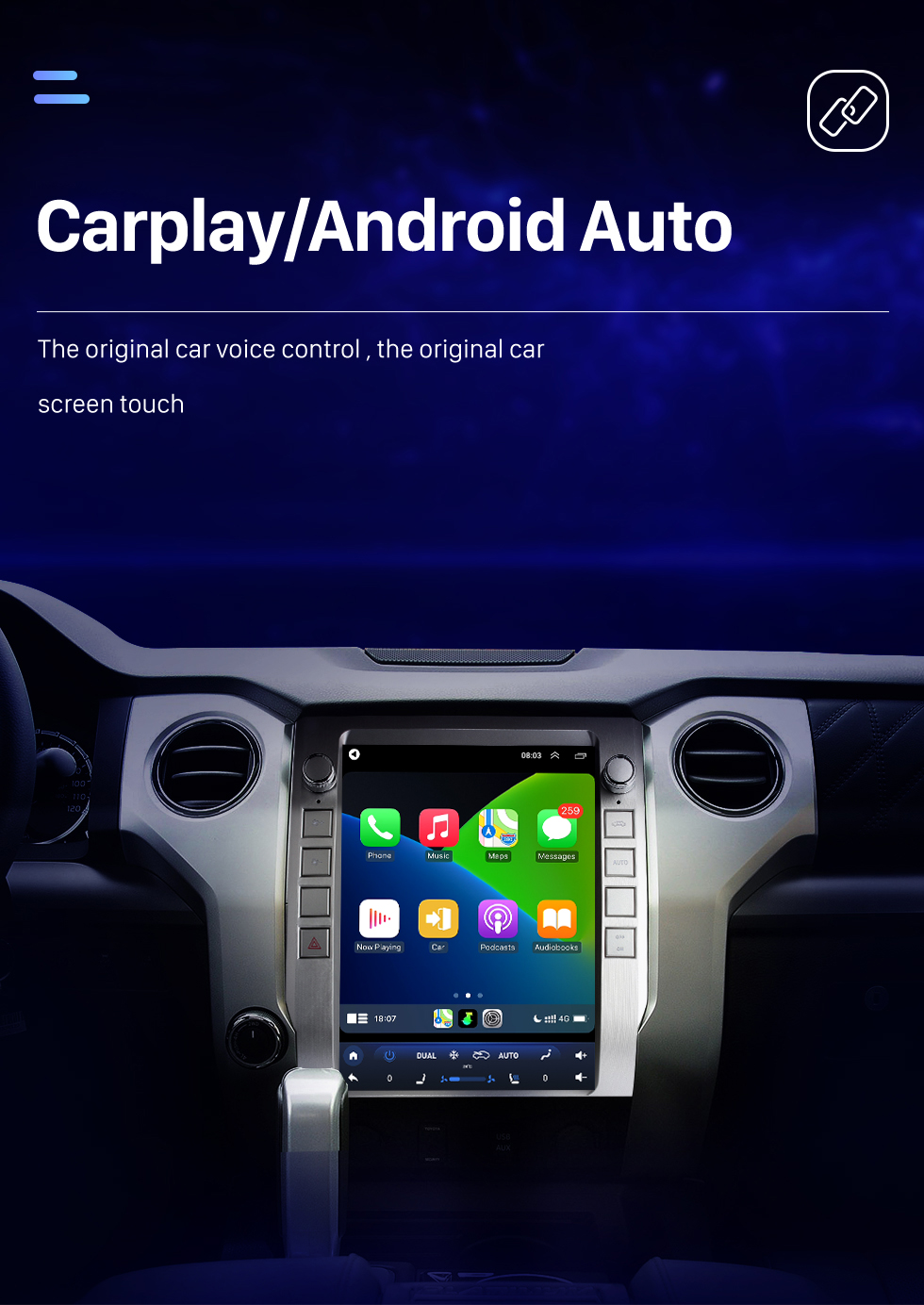 Seicane Carplay OEM 12.1 pulgadas Android 10.0 para 2014-2018 TOYOTA TUNDRA Radio Android Auto Sistema de navegación GPS con pantalla táctil HD Soporte Bluetooth OBD2 DVR