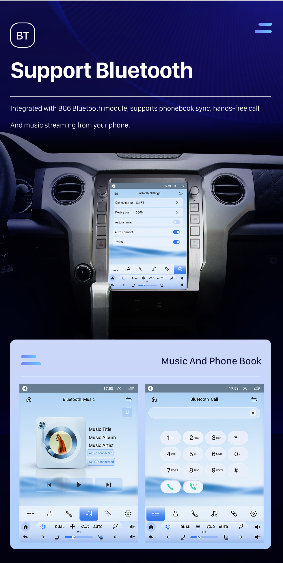 Seicane Carplay OEM 12.1 pulgadas Android 10.0 para 2014-2018 TOYOTA TUNDRA Radio Android Auto Sistema de navegación GPS con pantalla táctil HD Soporte Bluetooth OBD2 DVR