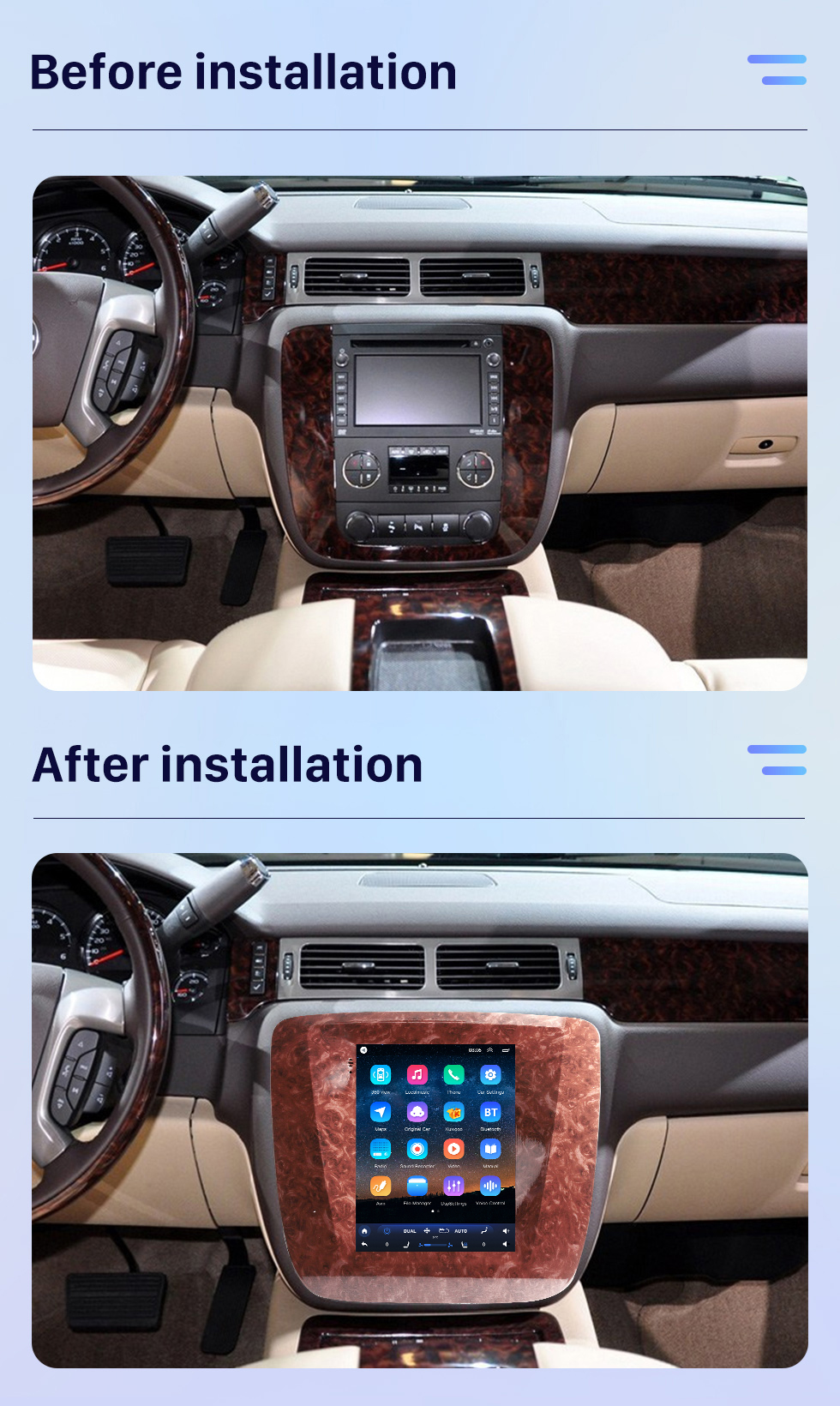 Seicane Radio de navigation GPS Android 10.0 de 9,7 pouces pour GMC Yukon Chevrolet Tahoe silverado 2007-2012 avec écran tactile HD Prise en charge AUX Bluetooth Carplay OBD2