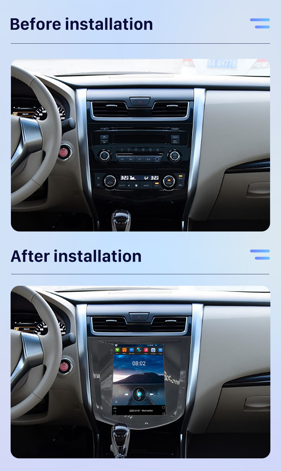 Seicane Carplay OEM 9,7-дюймовый Android 10.0 для 2012-2016 Nissan TEANA Radio Android Auto GPS-навигационная система с сенсорным экраном HD Поддержка Bluetooth OBD2 DVR