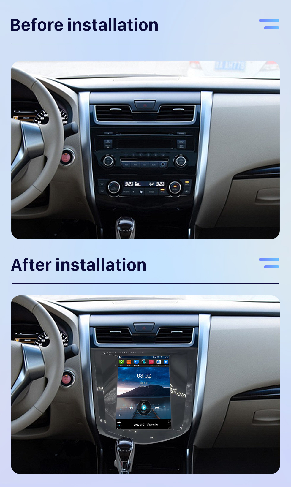 Seicane Carplay OEM 9,7 Zoll Android 10.0 für 2012-2016 Nissan TEANA Radio Android Auto GPS Navigationssystem mit HD Touchscreen Bluetooth Unterstützung OBD2 DVR