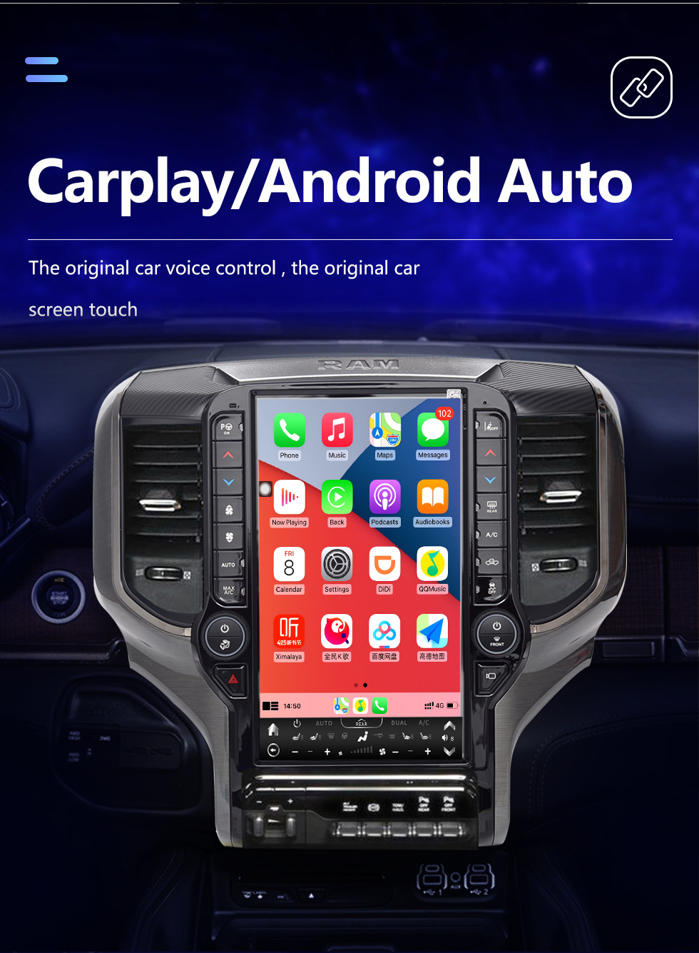 Seicane Carplay OEM 12,1-дюймовый Android 10.0 для 2019 2020 2021 Dodge RAM Radio Android Auto GPS-навигационная система с сенсорным экраном HD Поддержка Bluetooth OBD2 DVR