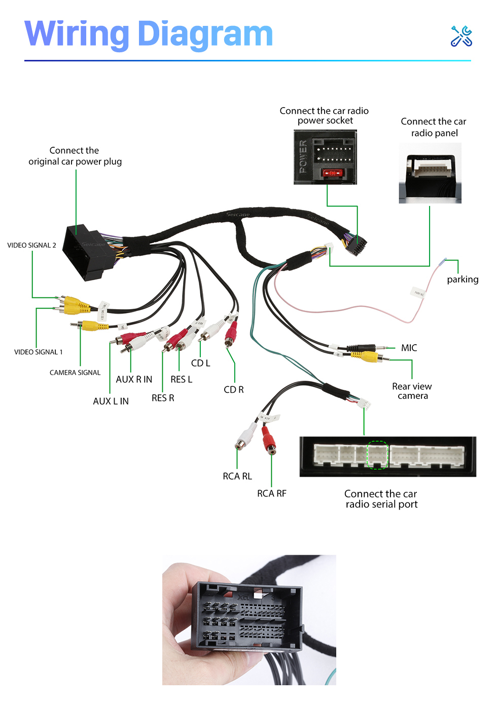 Seicane Carplay 13.6 pulgadas Android 10.0 Pantalla táctil Multimedia para 2018-2021 JEEP WRANGLER Radio Android Auto con sistema de navegación GPS Soporte Bluetooth Cámara de visión trasera WIFI OBD2