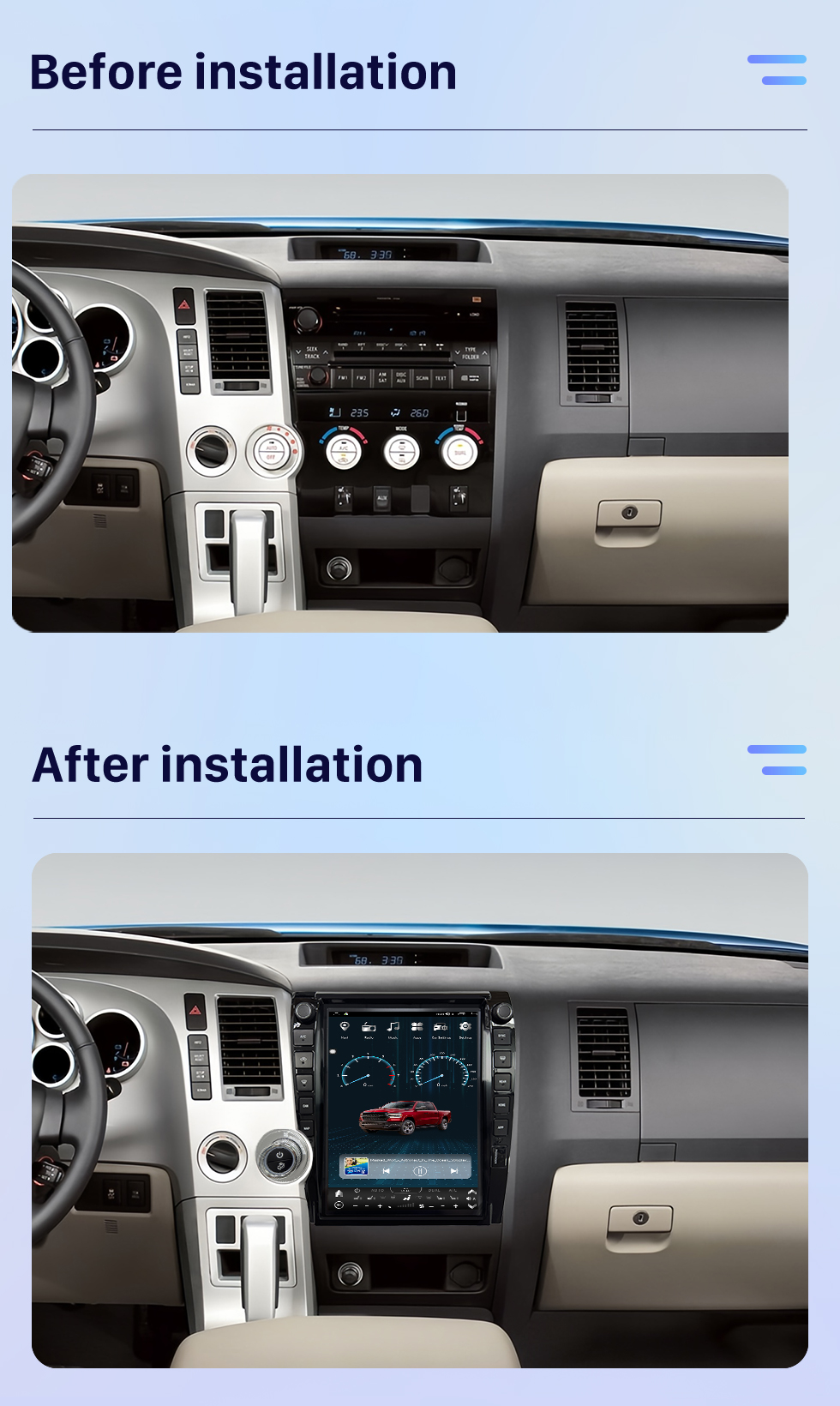 Seicane Carplay 13 polegadas Android 13.0 HD Touchscreen Android Auto GPS Navegação Rádio para 2007-2013 TOYOTA TUNDRA SEQUOIA com Bluetooth Seicane Carplay 13 polegadas Android 13.0 HD Touchscreen Android Auto GPS Navegação Rádio para 2007-2013 TOYOTA TUNDRA SEQUOIA com Bluetooth