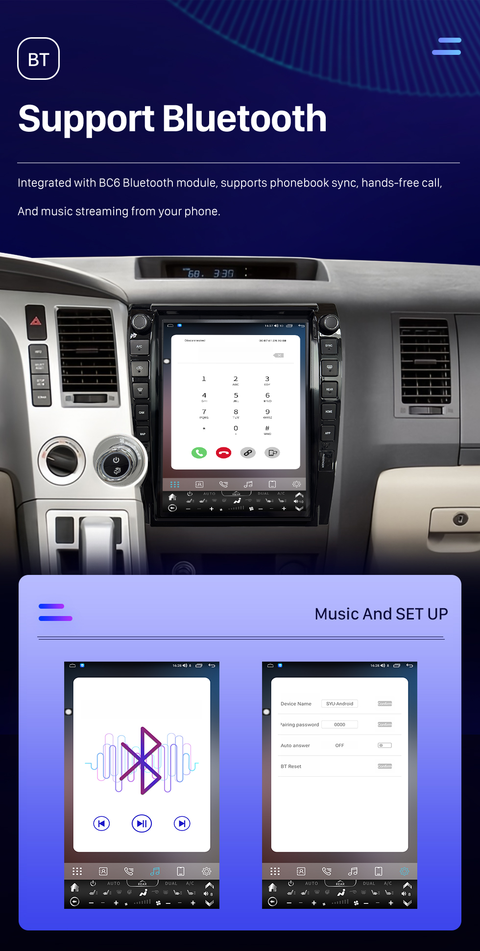 Seicane Carplay 13,6 pulgadas Android 10,0 HD pantalla táctil Android Auto navegación GPS Radio para 2007-2013 TOYOTA TUNDRA SEQUOIA con Bluetooth