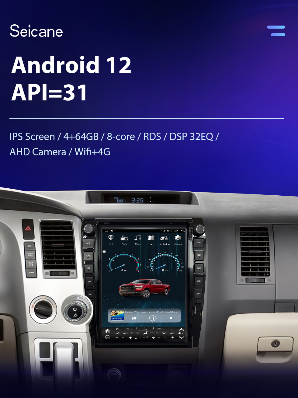 Seicane Carplay 13,6-дюймовый сенсорный экран Android 10.0 HD Android Авто GPS-навигация Радио для 2007-2013 TOYOTA TUNDRA SEQUOIA с Bluetooth